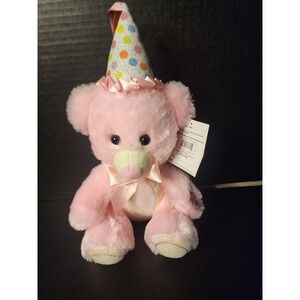 Linzy Toys Pink Birthday Bear Plush Light Up Musical Party Hat Stuffed Animal 10